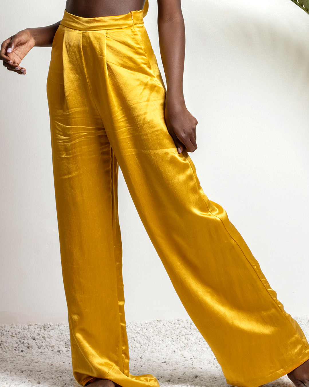 Gold satin outlet pants